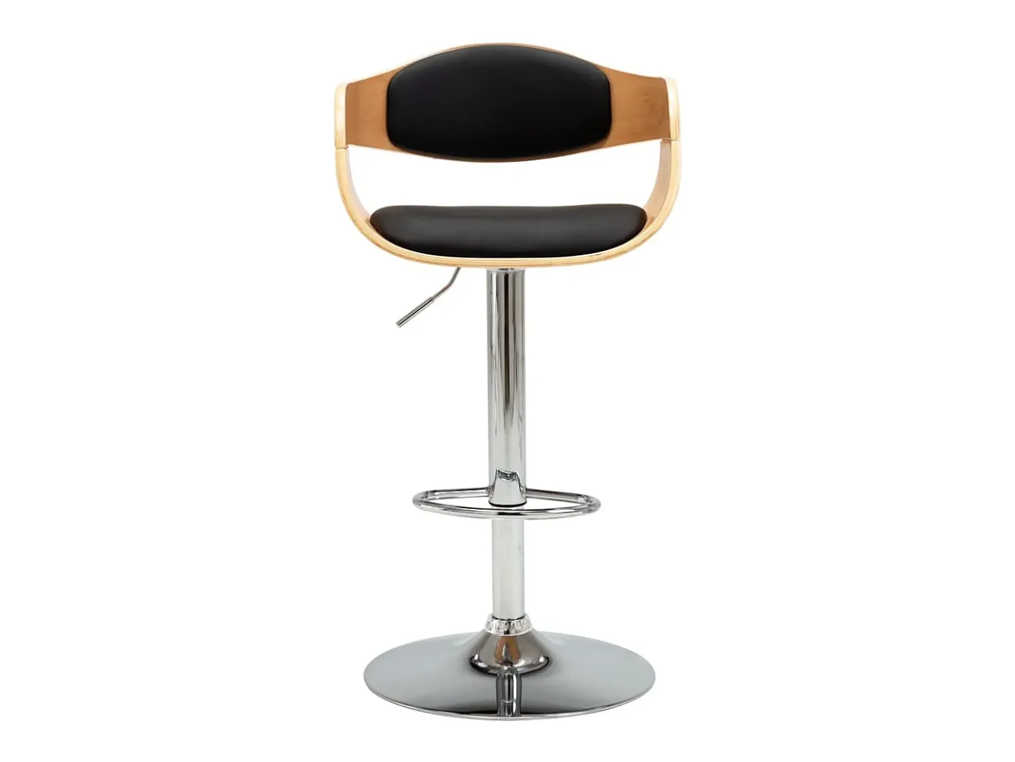 Taburete de cocina de madera curvada y cuero sintético negro