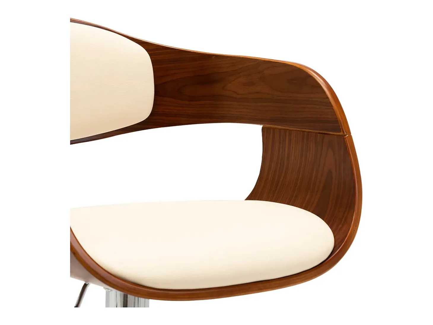 Taburete de cocina de madera curvada y cuero sintético crema