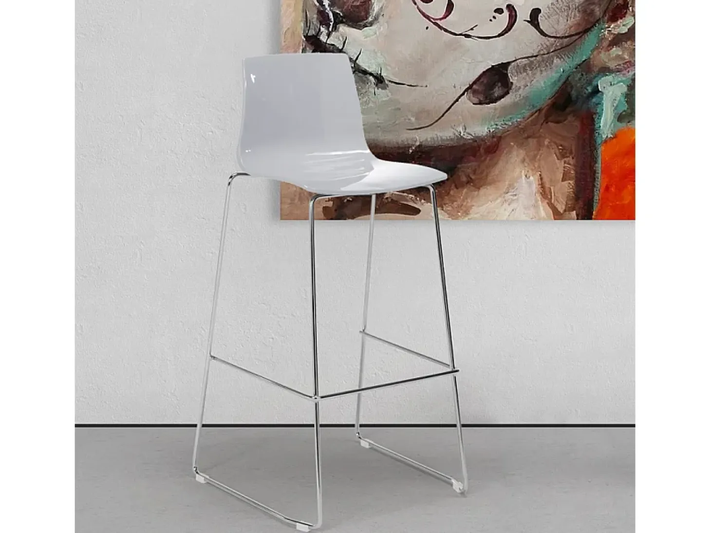 Taburete de Cocina Grand Soleil Design 74 cm Imola Slitta Cromado - Gris