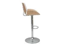 Taburete de cocina regulable blanco y madera clara VESPER