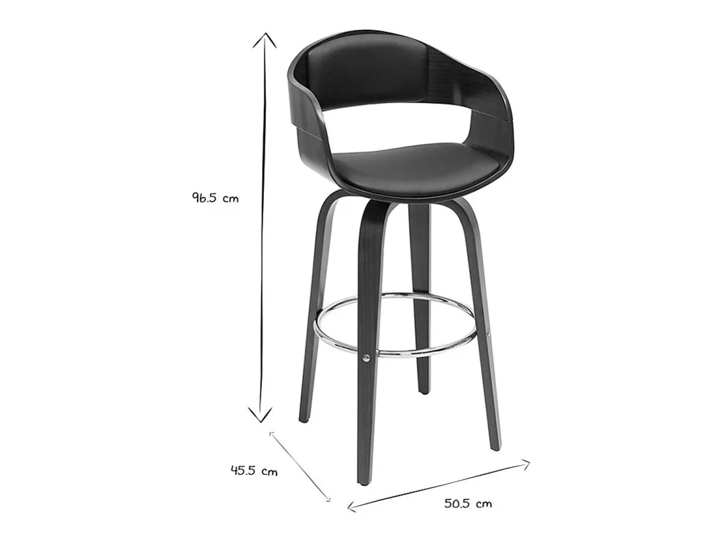 Taburete de cocina vintage giro 360° nogal 67.5 cm GAO