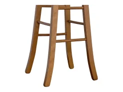 Taburete de madera con asiento redondo h 80 cm pata de sable nogal claro
