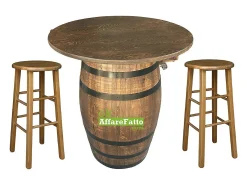 Taburete de madera con asiento redondo h 68 nogal claro patas rectas