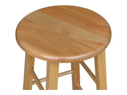 Taburete de madera con asiento redondo h 80 cm patas rectas nogal claro