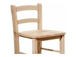 Taburete de madera cruda con respaldo y asiento de madera maciza h 67cm