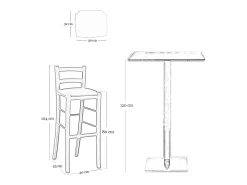 Taburete de madera lacada en blanco con asiento rojo h 80 cm