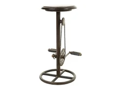 Taburete de metal y madera negro
