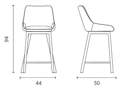Taburete de tela beige Fox - Juego de 2