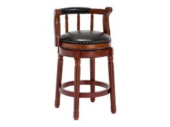 Taburete giratorio de bar - Asiento de cuero negro - Color nogal 54,8 x 54,8 x 66 cm