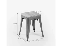 taburete industrial metal bar cocina madera steel rocket wood - Negro