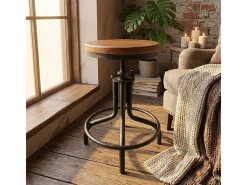 Taburete para barra de cocina de estilo industrial y ajustable con tornillo de rosca Skape