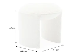 Taburete puff de rizo texturizado blanco