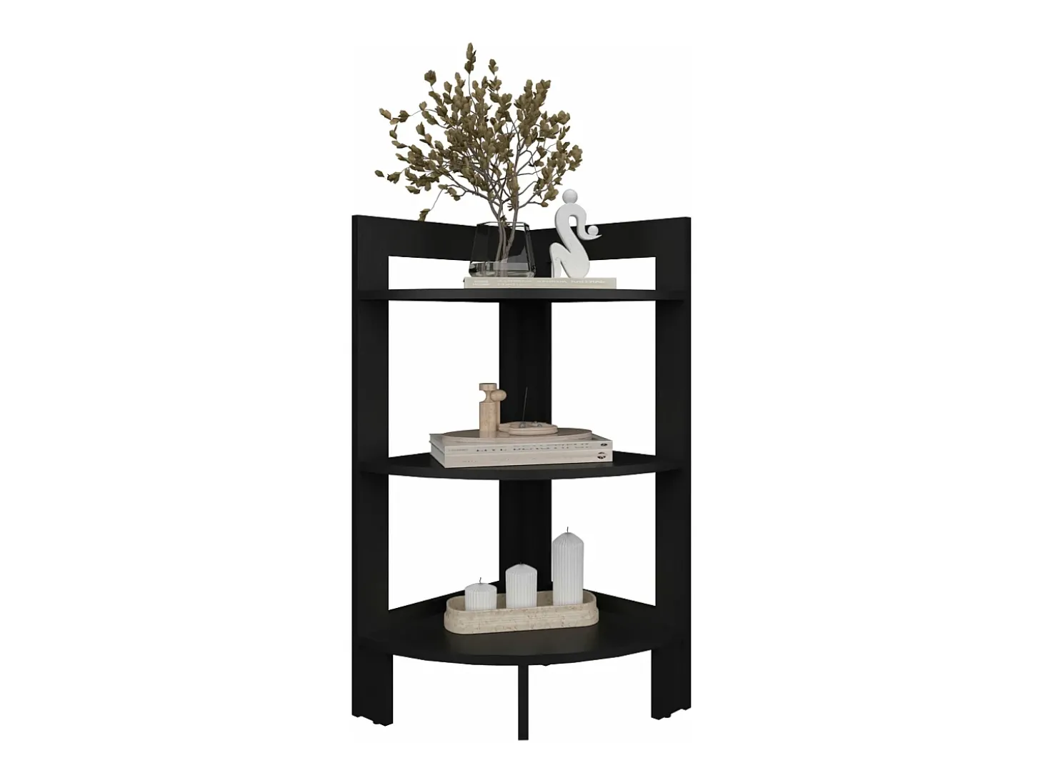 Taburete Riga en melamina con 3 estantes , negro , 80.6 cm X 38.8 cm X 38.8 cm