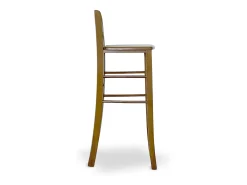 Taburete snack de 80 cm de altura en madera de nogal claro con mango y asiento de madera maciza