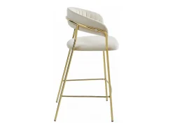 Taburete Valora BADIA de terciopelo beige con patas doradas para cocina (x2)