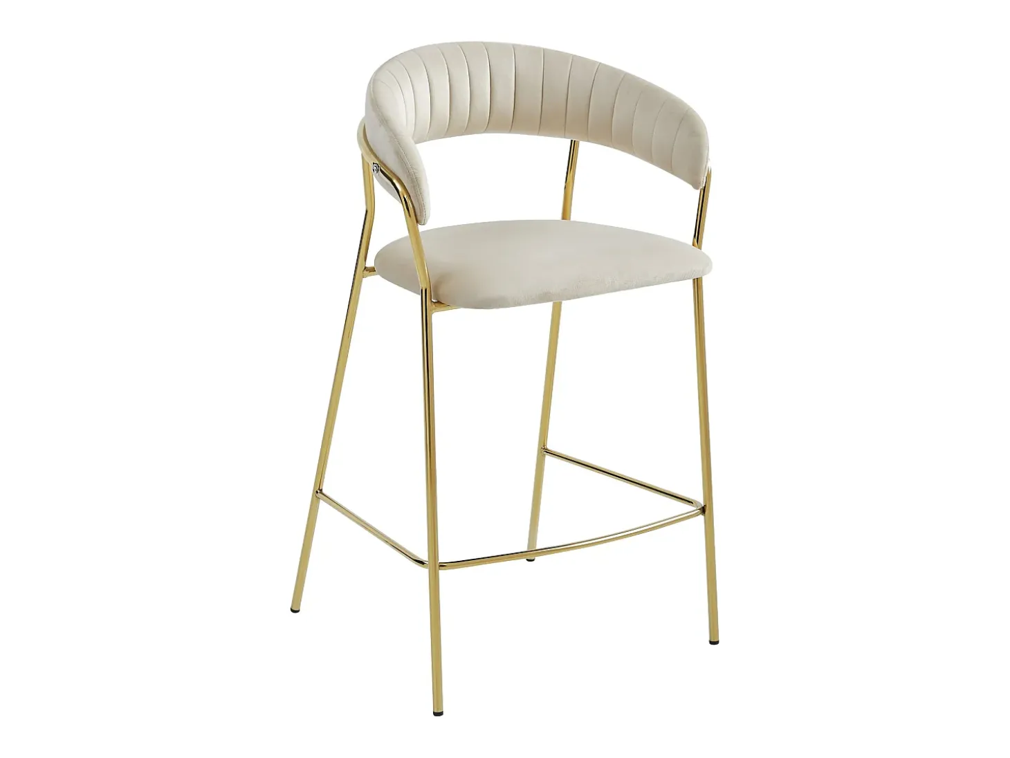 Taburete Valora BADIA de terciopelo beige con patas doradas para cocina (x2)