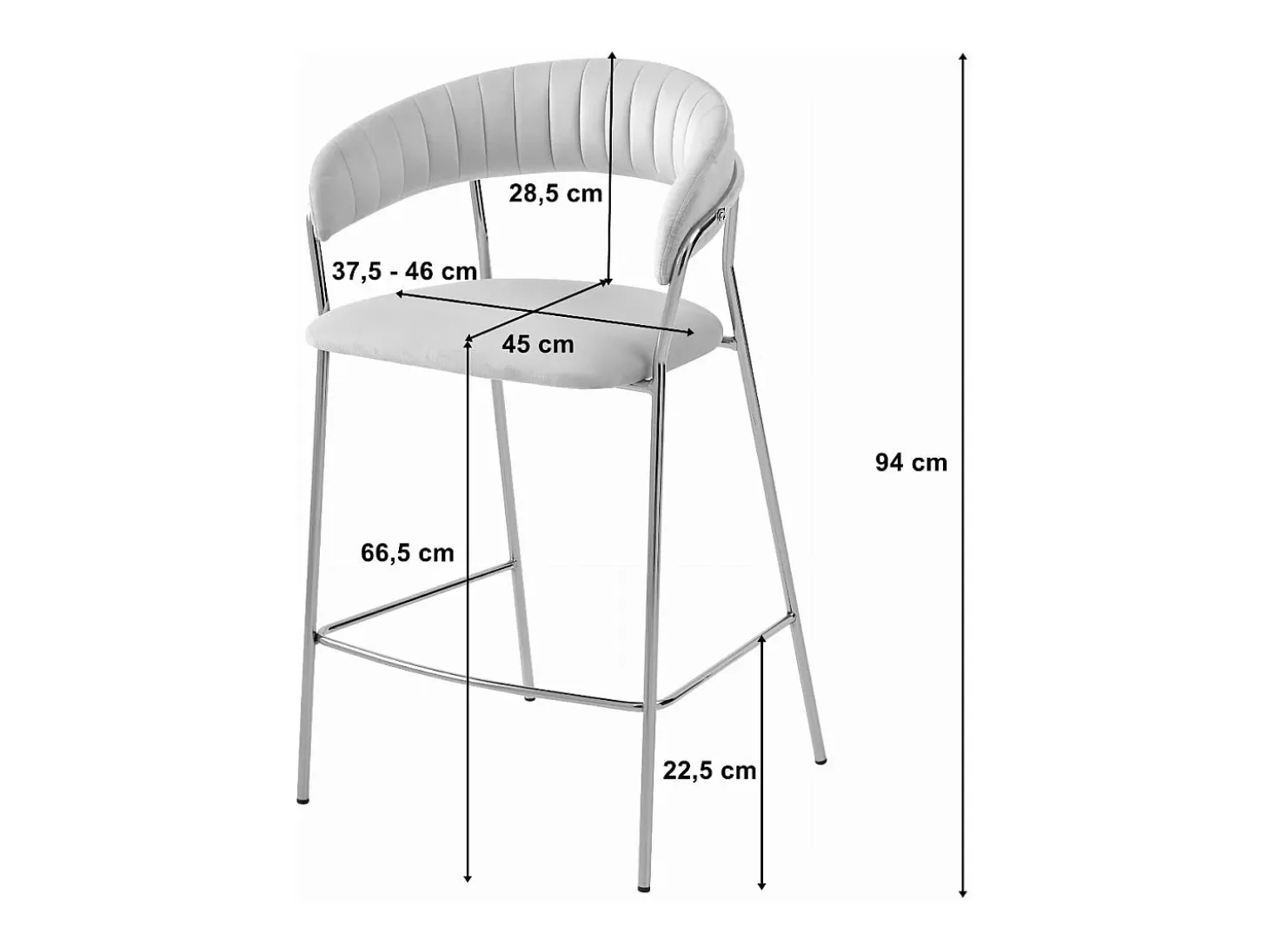 Taburete Valora BADIA de terciopelo beige con patas doradas para cocina (x2)
