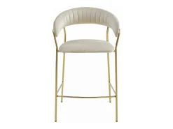 Taburete Valora BADIA de terciopelo beige con patas doradas para cocina (x2)