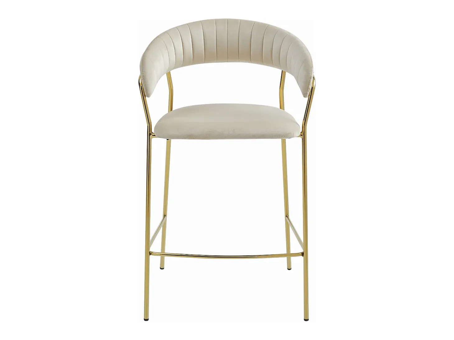 Taburete Valora BADIA de terciopelo beige con patas doradas para cocina (x2)