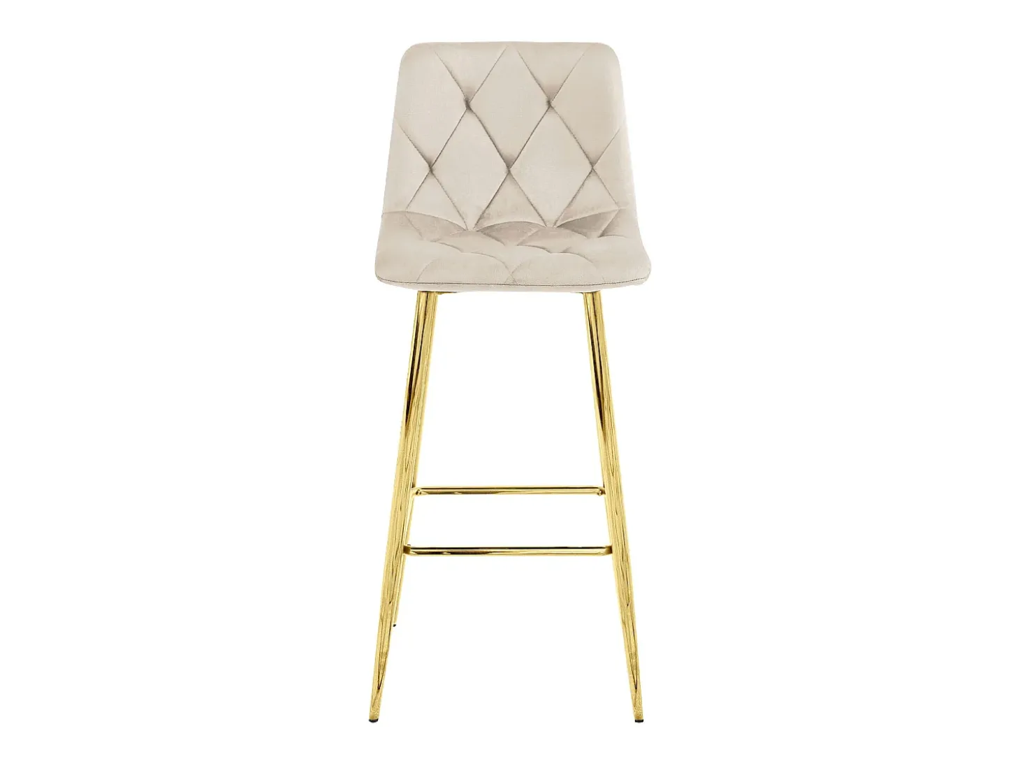 Taburete Valora KODA de terciopelo beige con patas doradas para cocina (x3)