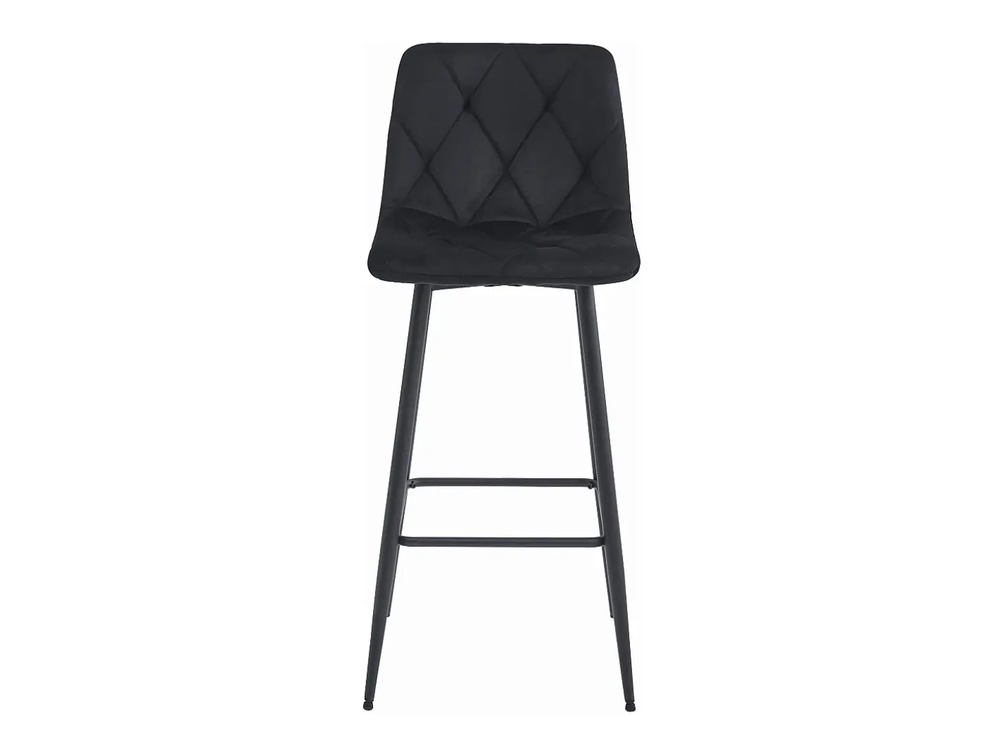 Taburete Valora KODA, taburete de bar de terciopelo negro con patas negras