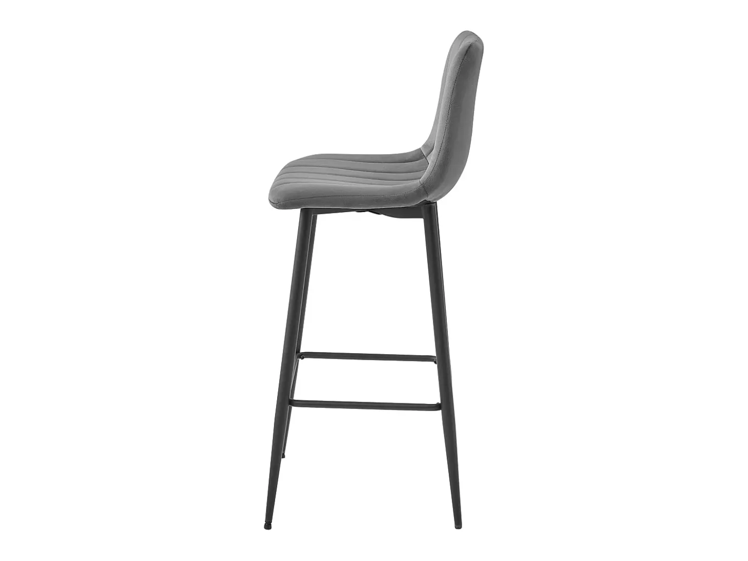 Taburete Valora POZZA de terciopelo gris oscuro con patas negras para cocina (x2)