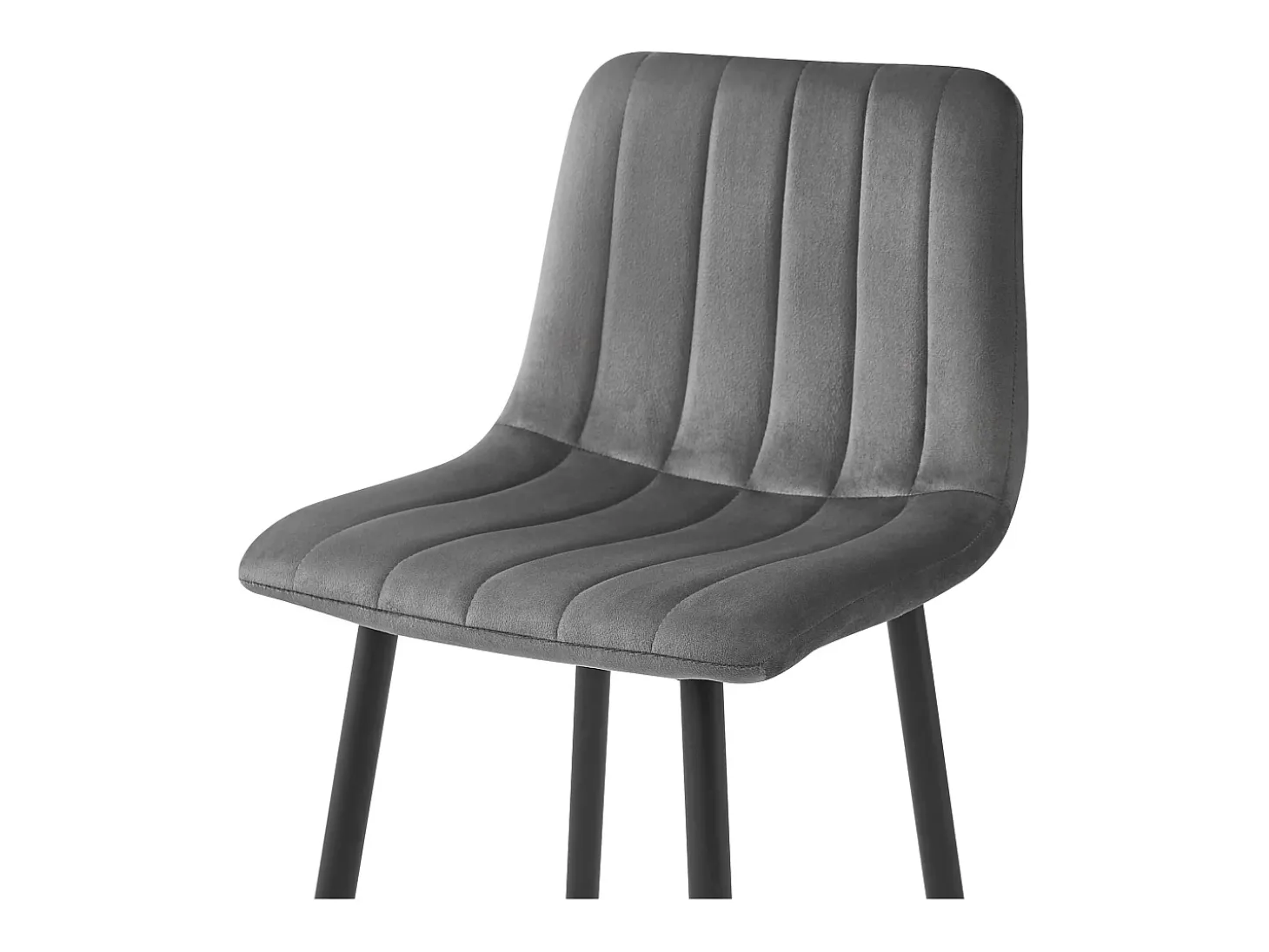 Taburete Valora POZZA de terciopelo gris oscuro con patas negras para cocina (x2)