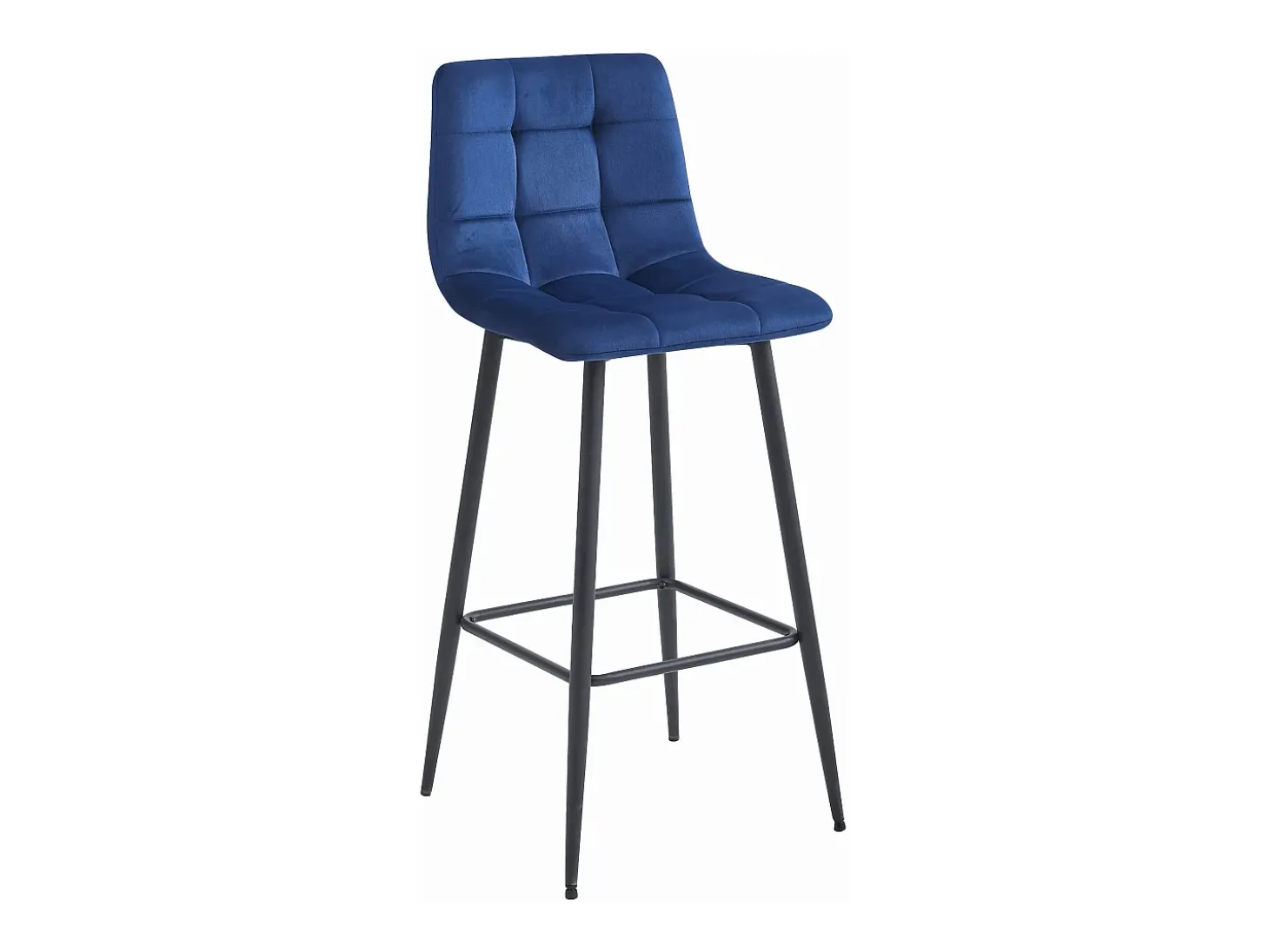 Taburete Valora TEOTO de terciopelo azul marino con patas negras para cocina (x4)