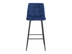 Taburete Valora TEOTO de terciopelo azul marino con patas negras para cocina (x4)