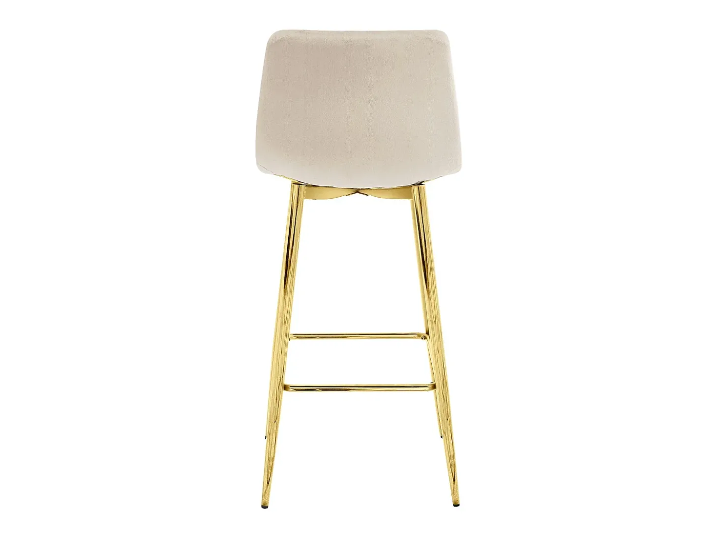 Taburete Valora TEOTO, terciopelo beige, patas doradas, diseño moderno