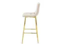 Taburete Valora TEOTO, terciopelo beige, patas doradas, diseño moderno