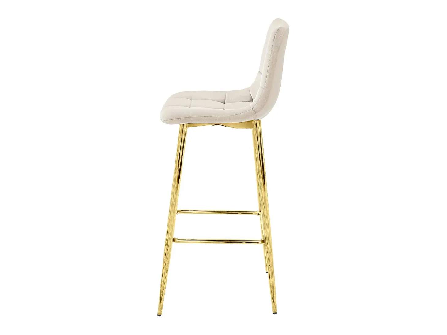 Taburete Valora TEOTO, terciopelo beige, patas doradas, diseño moderno