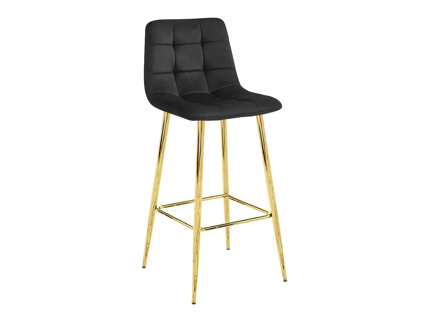 Taburete Valora TEOTO, terciopelo negro, patas doradas, diseño moderno (x4)