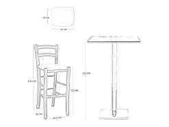 Taburete Venice en madera de nogal oscuro h 73 con asiento acolchado gris/antracita