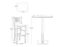 Taburete Verona en madera de nogal oscuro, altura 73 cm, con asiento acolchado color antracita.