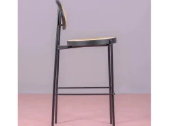 Taburete vintage con diseño clásico en ratán natural - North - Negro