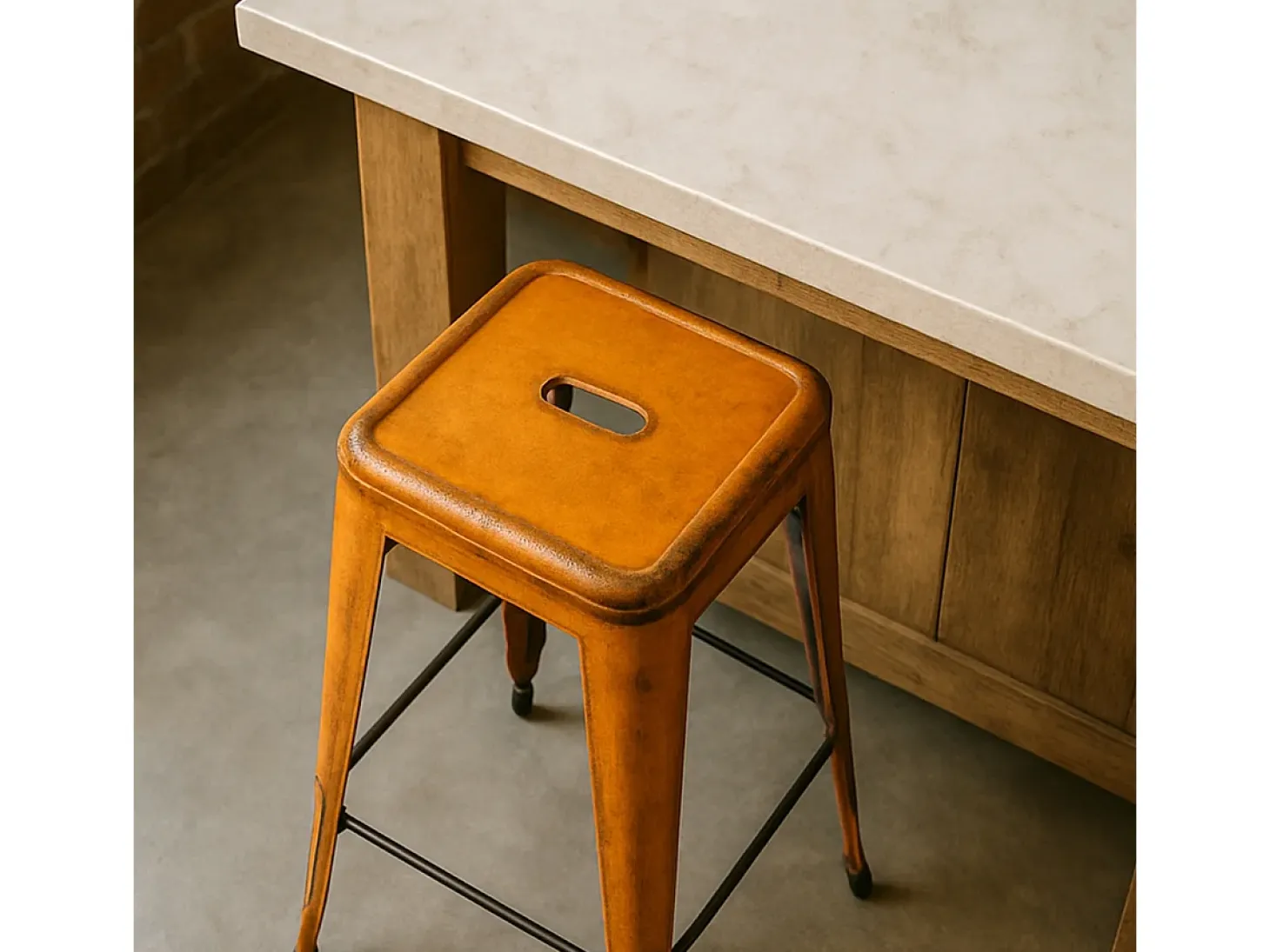 taburete vintage de metal de diseño industrial para bar y cocina estilo steel stale - Naranja