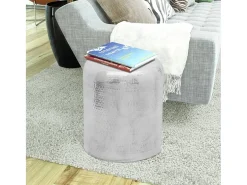 Taburete/mesa de centro de aluminio martillado plateado