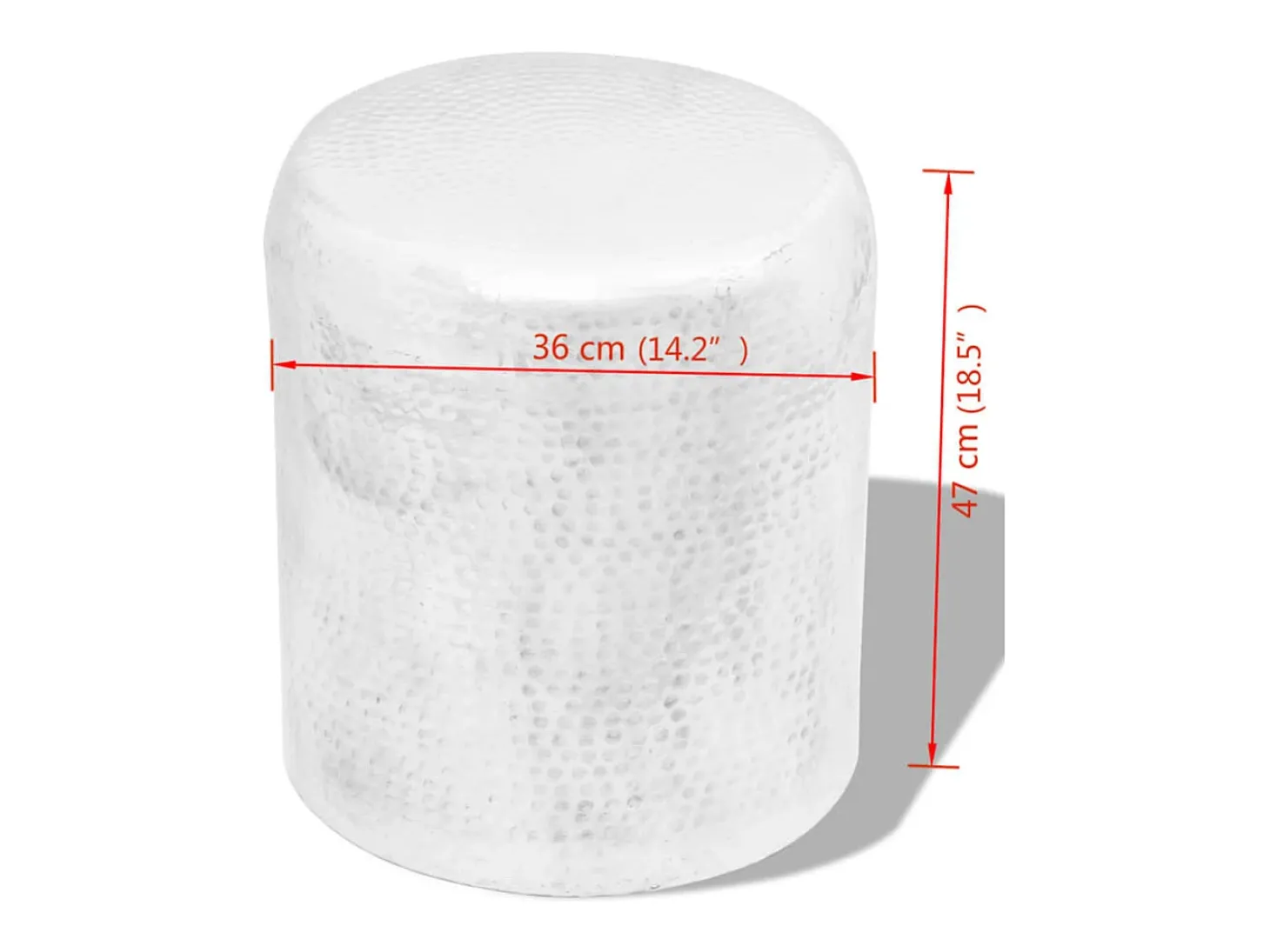 Taburete/mesa de centro de aluminio martillado plateado