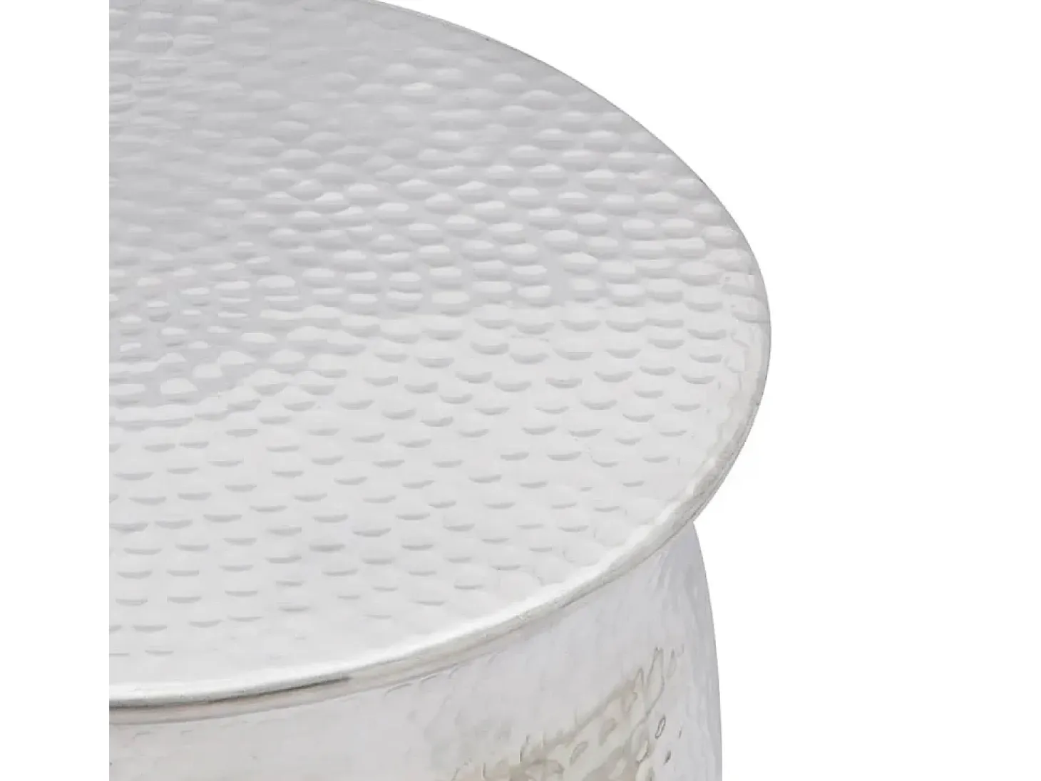Taburete/mesita de centro de aluminio martillado plateado