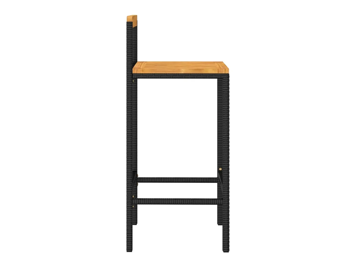 Taburetes altos 4 uds madera de acacia y ratán sintético negro
