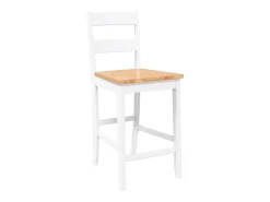 Taburetes de bar 2 piezas madera maciza de caucho blanco