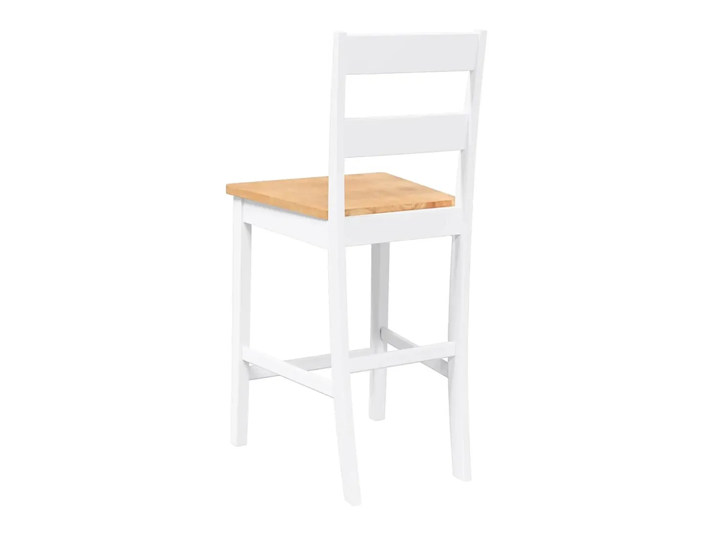 Taburetes de bar 2 piezas madera maciza de caucho blanco