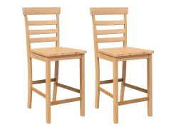 Taburetes de bar 2 uds madera maciza natural caucho