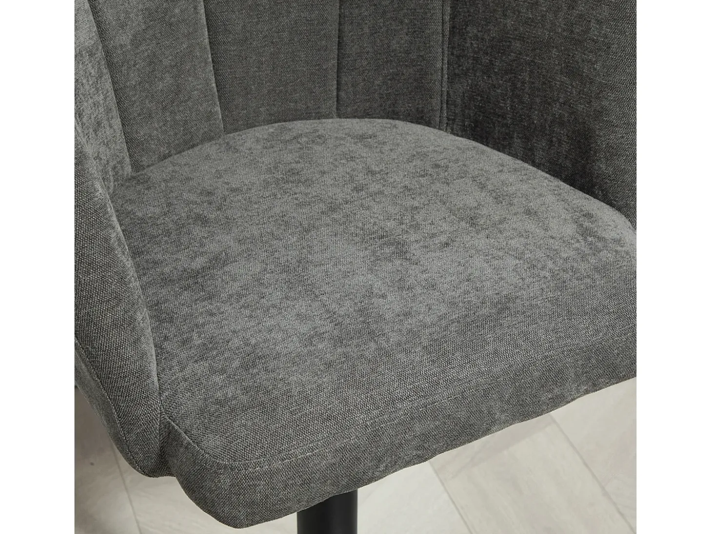 Taburetes de bar ajustables y giratorios, estructura de metal, tapizado de lino, gris oscuro, juego de 2 (59x53x89-110cm)
