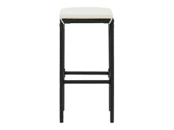 Taburetes de bar con cojines, juego de 2, color negro, resina trenzada