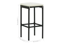 Taburetes de bar con cojines, juego de 2, color negro, resina trenzada