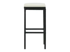 Taburetes de bar con cojines, juego de 2, color negro, resina trenzada