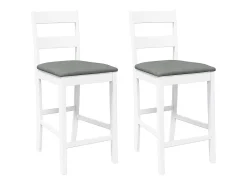 Taburetes de bar con cojines 2 uds madera maciza blanca caucho