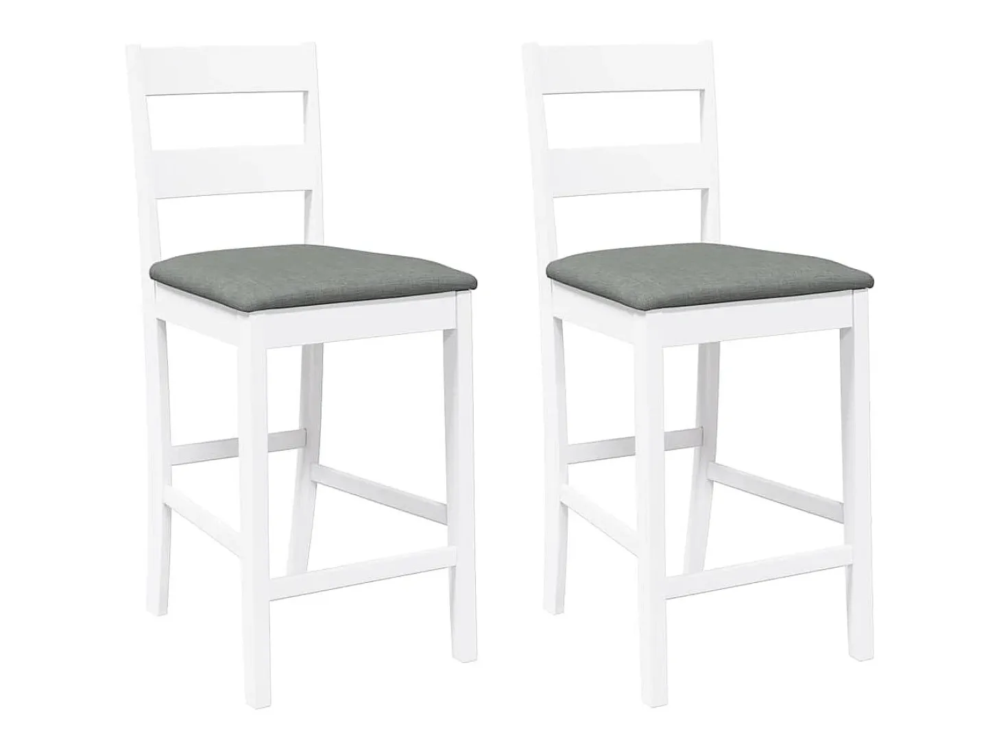 Taburetes de bar con cojines 2 uds madera maciza blanca caucho